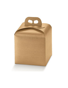 CAJA PANETTONE 200x200x180mm PK(10u) SETA ORO