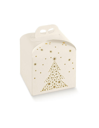 CAJA PANETTONE 200x200x180mm PK(10u) GOLDEN TREECajas Panettone