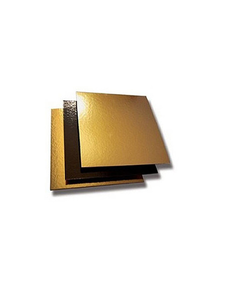 CARTÓN CUADRADO 14x14 cm ORO/NEGRO PK (50u)