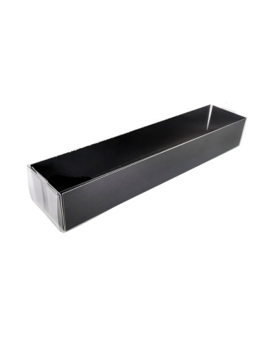 CAJA ACETATO 200x40xh30mm + CARTON NEGRO PK(25u)Turrón