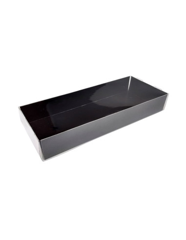 CAJA ACETATO 200x80xh30mm PK(25u) + CARTON NEGROCajas Turrón/Bombones