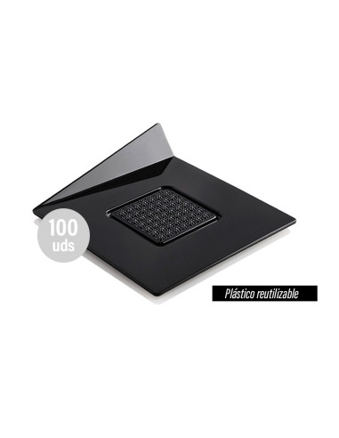 BANDEJA MONOPORCIÓN 83x83mm PK(100u) BLACK TRAYSBases plástico