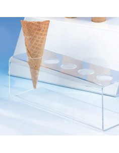 EXPOSITOR 5 CONOS HELADO 24x8x8cm PLEXIGLASExpositores 2