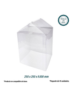 ESTUCHE ACETATO 250x250xh300mm S/FONDO CLIP (10u)Estuches sin Fondo