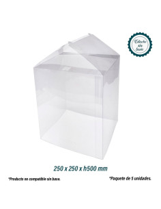 ESTUCHE ACETATO 250x250xh500mm S/FONDO CLIP (5u)Estuches Transparentes