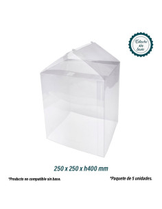 ESTUCHE ACETATO 250x250xh400mm S/FONDO CLIP PK(5u)Pascua