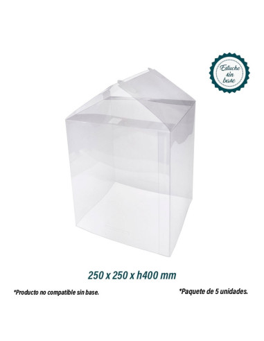 ESTUCHE ACETATO 250x250xh400mm S/FONDO CLIP PK(5u)Pascua