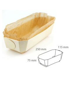 MOLDE MADERA RECTANGULAR 250x115x75mm (50u)Moldes madera
