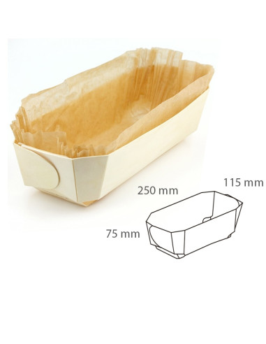 MOLDE MADERA RECTANGULAR 250x115x75mm (50u)Moldes madera