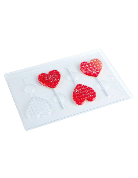 MOLDE PIRULETA CORAZÓN GOFRE 68x65x9mmSan Valentin