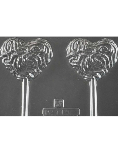 MOLDE PVC PIRULETA CORAZÓN ONDAS-3 D65x16mm (2i)San Valentin