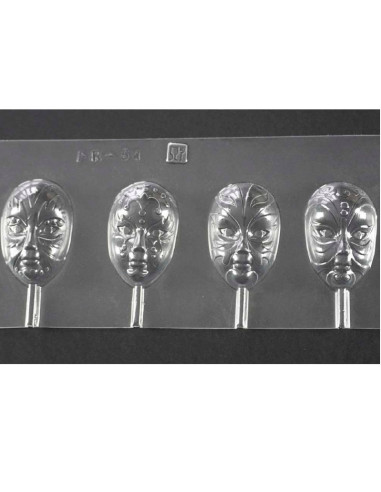MOLDE PVC PIRULETA CARETAS CARNAVAL 58x35mm (4c)Pvc Piruletas