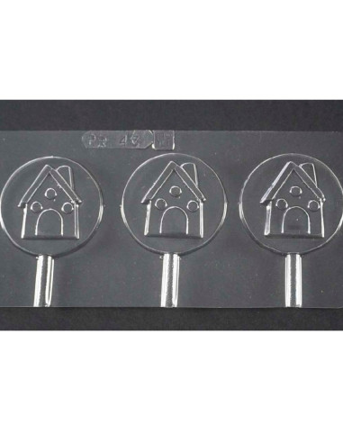 MOLDE PVC PIRULETA CASITA D55x12mm (2c)Pvc Piruletas