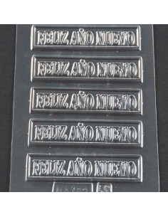 MOLDE PVC FELIZ AÑO NUEVO 90x20mm (5c)Pvc Velas y pastillaje