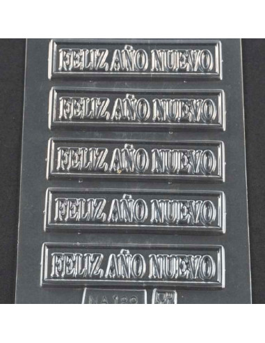 MOLDE PVC FELIZ AÑO NUEVO 90x20mm (5c)Pvc Velas y pastillaje