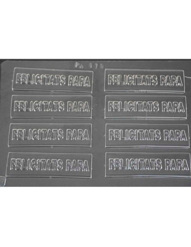 MOLDE PVC FELICITATS PAPA 97x28x4mm (8c)Pvc Velas y pastillaje