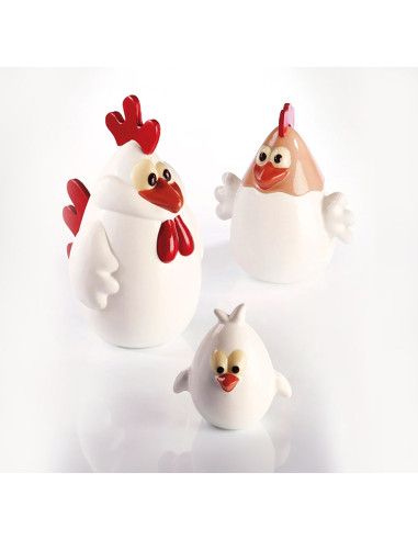 MOLDE PVC KT155 CHICKEN FAMILY (3moldes)Pvc Animales