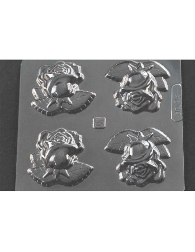 M. PVC FLOR ROSA CON HOJAS (6i) 60x60mmFlores