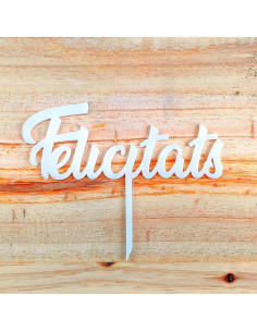 TOPPER FELICITATS METACRILATO BLANCO 150x60 +60mmToppers y plantillas
