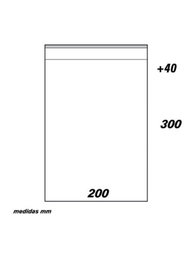 BOLSA 200x330+40mm SOLAPA ADHESIVA (100u)
