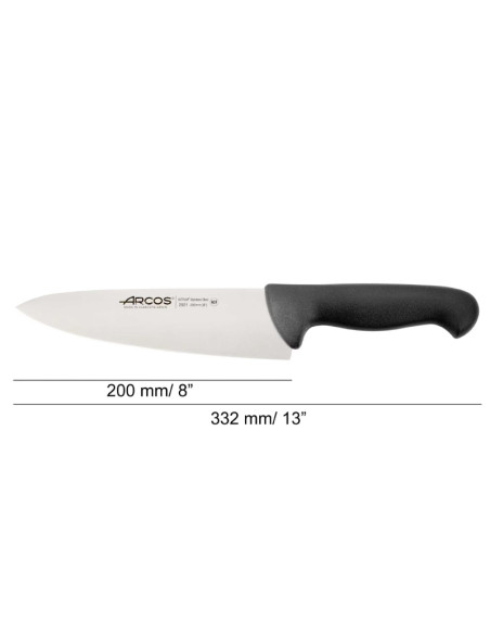 CUCHILLO 200 mm COCINERO NEGRO 2900 ARCOSCuchillos