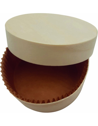 CAJA MADERA REDONDA  D.12.5xh4cm CA(50) REC+TAPA+PAPEL
