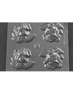 MOLDE PVC FLOR ROSA CON HOJAS (4c) 60x60mm