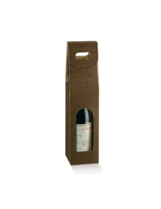 ESTUCHE 1 BOTELLA 100x100x290mm (5u) PIEL MARRÓN