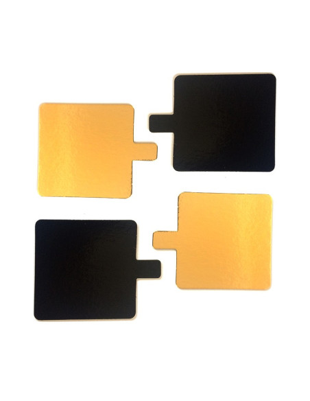 LENGÜETA CUADRADA 6x6cm ORO/NEGRO (200 UDS.)Lengüetas