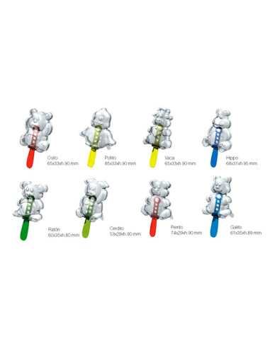 MOLDE HELADOS COLORES ANIMALES BL (8mod)Gelato