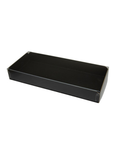 CAJA TURRON PET+BASE NEGRA 21x9x2,8cm BL(100u).