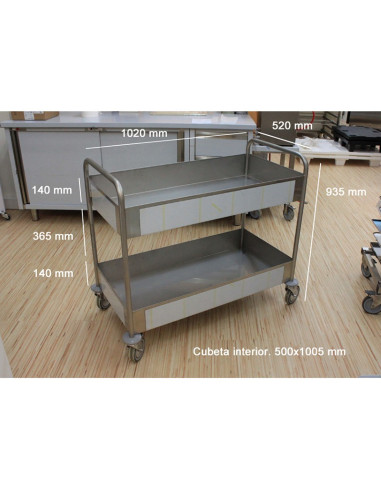 CARRO SERVICIO INOX 2 CUBETASAccesorios Inox