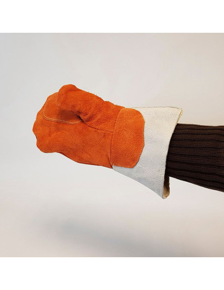 GUANTE MANOPLA CUERO TRATADO 10 cm ANTICALOR 300ºC