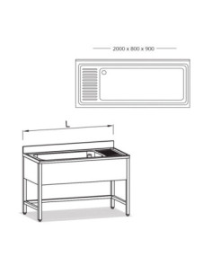 FREGADERO 1C 2000x800x900 CUBA 1360x600x375