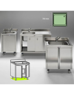 FREGADERO 1 SENO 700x700x900mm ABATIBLE SIN ESC.