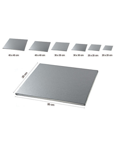 BASE CUADRADA CARTON RIGIDO PLATA