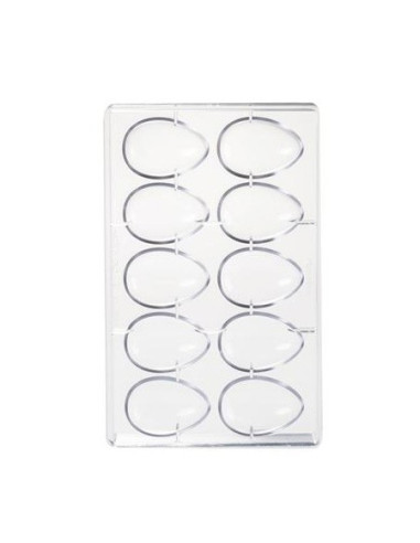 MOLDE HUEVO 1/2 LISO 64x44mm 10p 25g 275x175Pascua