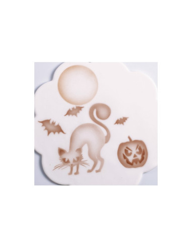 STENCIL 40-WM048 HALLOWEEN GATO-LUNA-CALABAZAPlantillas decoración