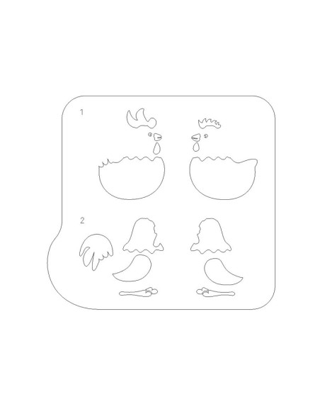 STENCIL 40-WM004 GALLO-GALLINAPlantillas decoración