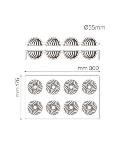 MOLDE ESFERA 3D RAYADA - AF004 - 8p D55mm 2