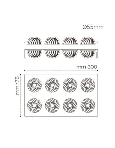 MOLDE ESFERA 3D RAYADA - AF004 - 8p D55mm-1
