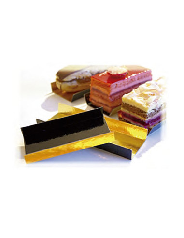 CARTON REC. 10x4.5cm. PLG int NG/ORO (200)Bases Rectangulares