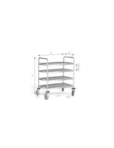 CARRO SERVICIO INOX 88x58x130cm 4  ESTANTES