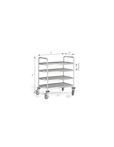 CARRO SERVICIO INOX 88x58x130cm 4 ESTANTESAccesorios Inox