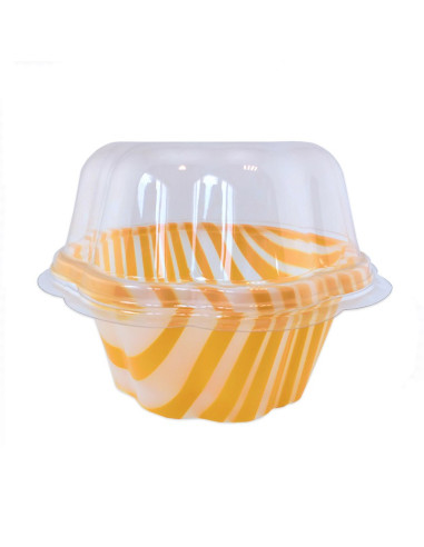TARRINA HELADO RAYAS NARANJAS 21cl (100 ud)Vasitos