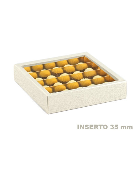 ESTUCHE 145x145x35mm (i.35) PIEL BLANCA PK(10u)Cajas bombón