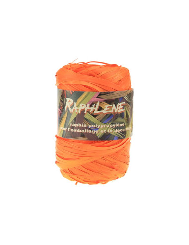 CINTA RAPHLENE 12.5mm MANDARINA (100mt)Cinta Rafia Sintética