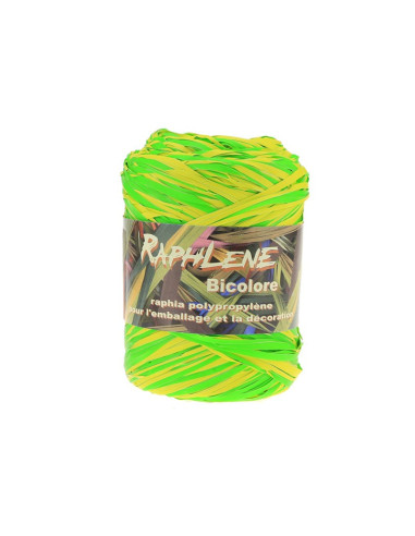 C. RAPHLENE BICOL.12.5mm c.B20 MANZ./LIMON (100mt)Cinta Rafia Sinté...