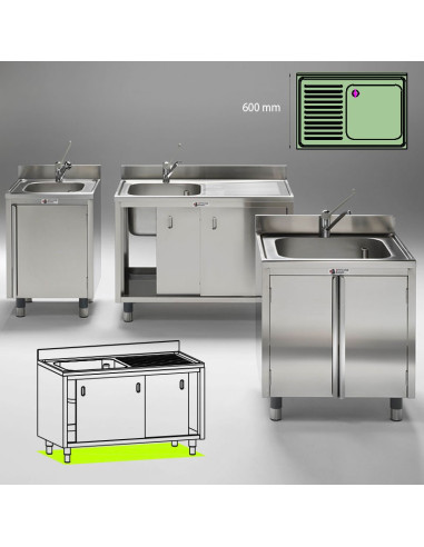 FREGADERO 1 SENO 1200x600x900mm ESCURRIDOR IZQ.Fregaderos y Lavamanos