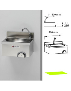 LAVAMANOS INOX PARED B&P 400x400x235 GRIFO RODILLA